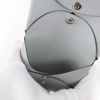 Hermes Calvi Duo Veau Epsom Gris Perle Silver Series Coin Case
