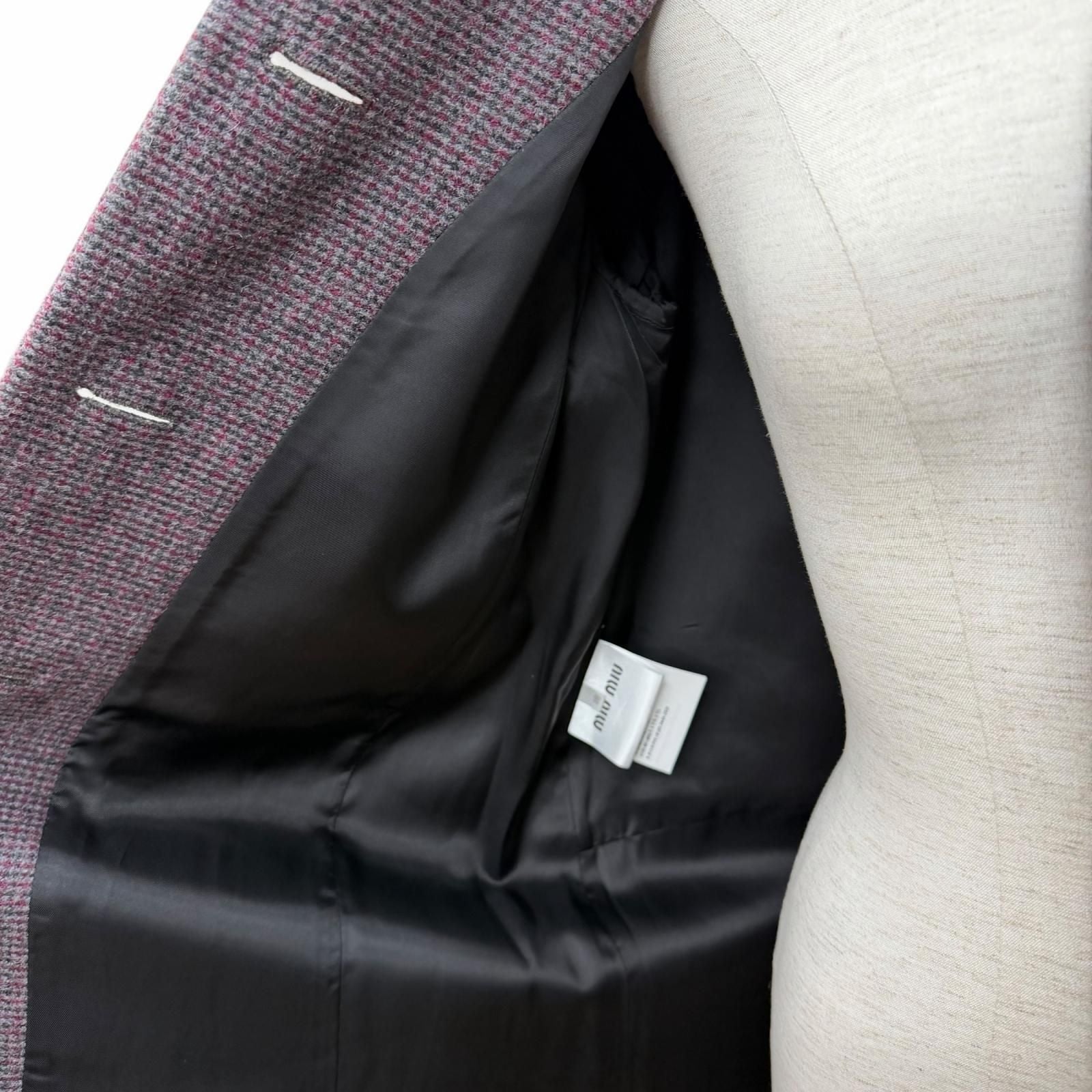Miu Miu Miu Jinwu le 100% Mixed Pattern 3/4 Sleeve Coat Multi 40