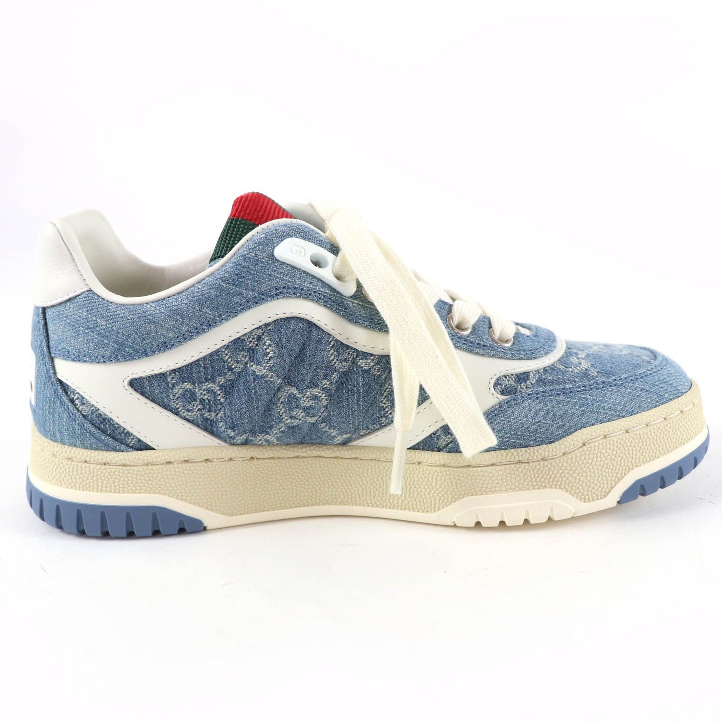 Gucci Reweb Leather GG Denim Low Cut Sneakers Indigo Blue White