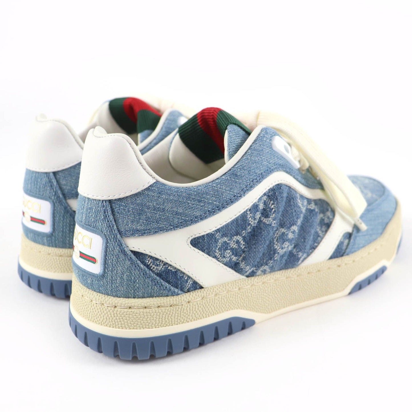 Gucci Reweb Leather GG Denim Low Cut Sneakers Indigo Blue White