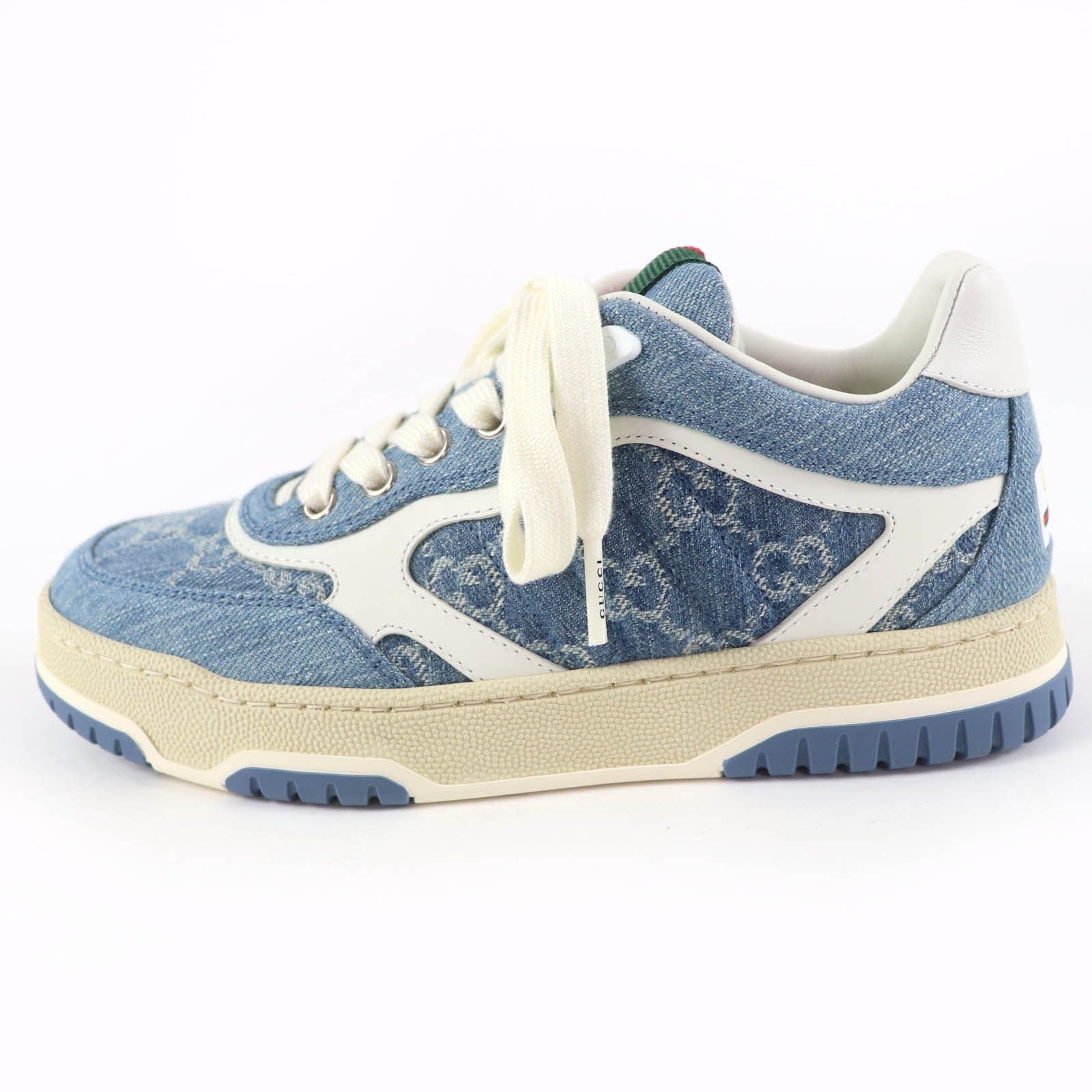 Gucci Reweb Leather GG Denim Low Cut Sneakers Indigo Blue White