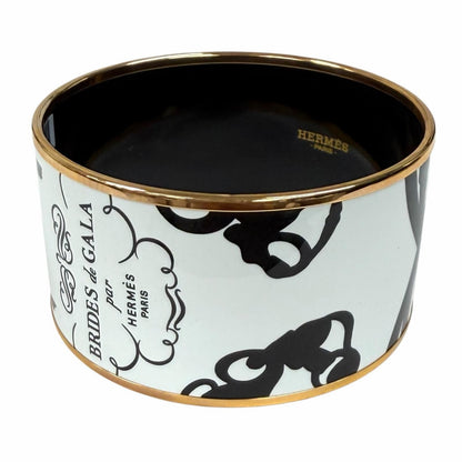 Hermes Brides de Gala Tattoo Pink Gold Bangle White Black XL Bracelet