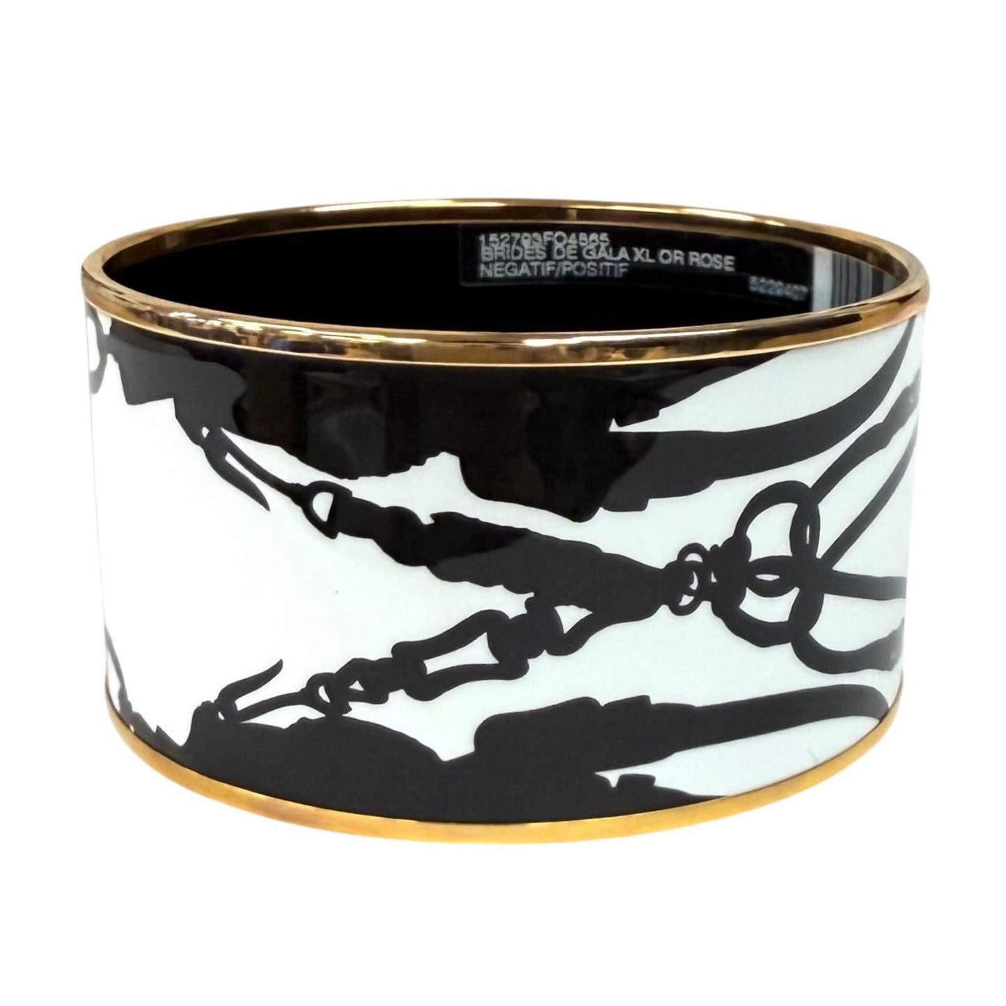 Hermes Brides de Gala Tattoo Pink Gold Bangle White Black XL Bracelet