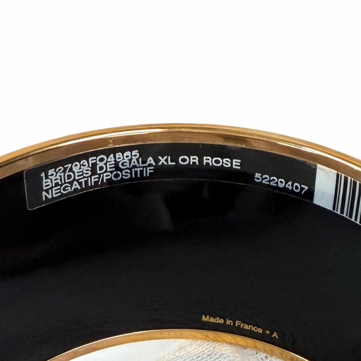Hermes Brides de Gala Tattoo Pink Gold Bangle White Black XL Bracelet