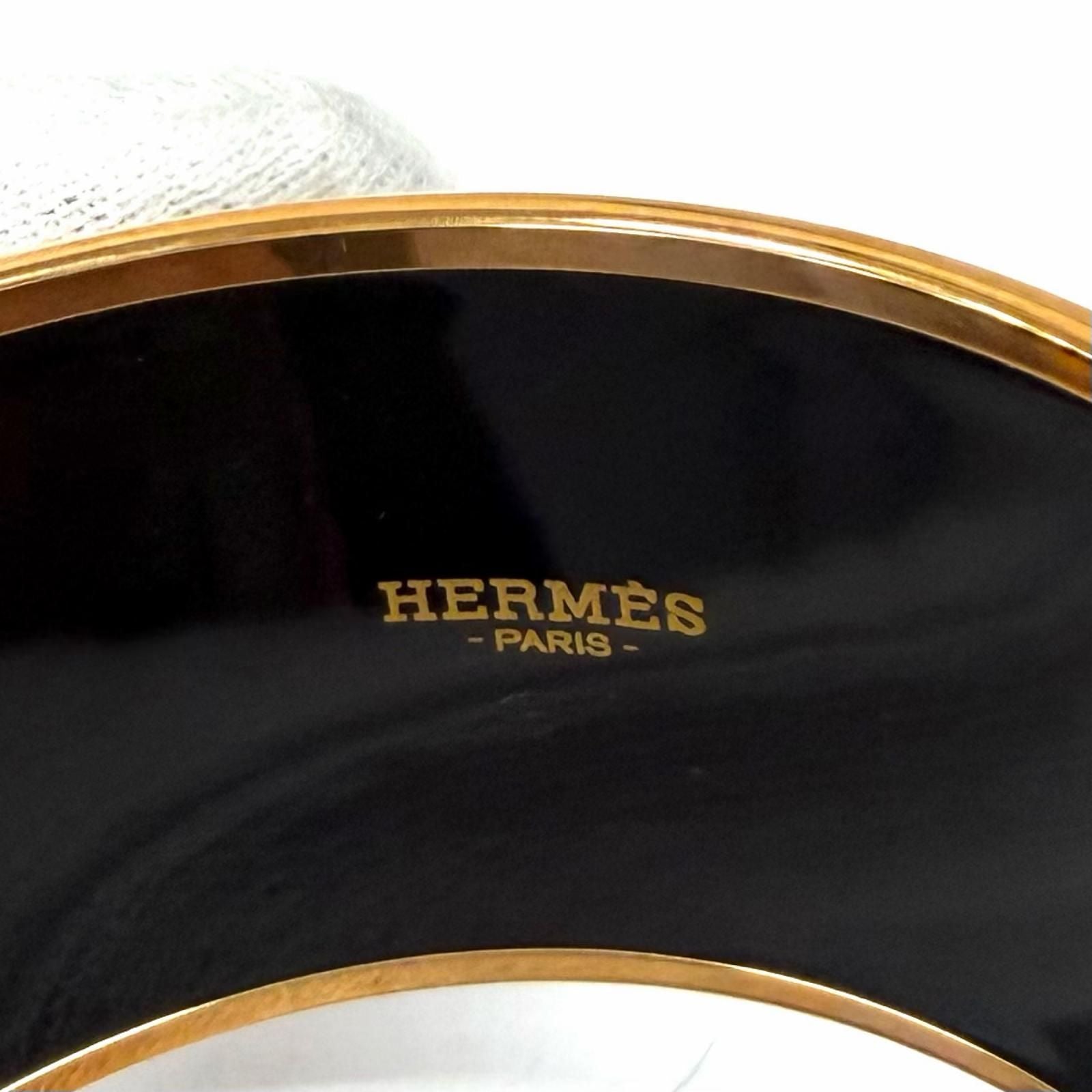 Hermes Brides de Gala Tattoo Pink Gold Bangle White Black XL Bracelet