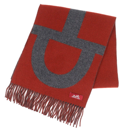 Hermes Grand Mall Cashmere Fringe Scarf Bicolor Brown Gray