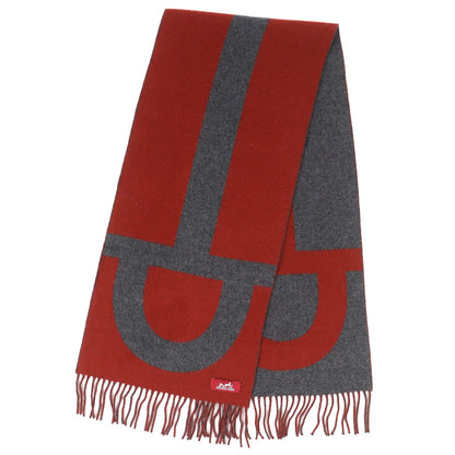 Hermes Grand Mall Cashmere Fringe Scarf Bicolor Brown Gray