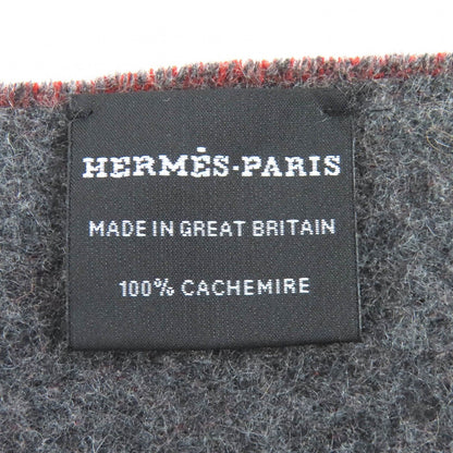 Hermes Grand Mall Cashmere Fringe Scarf Bicolor Brown Gray