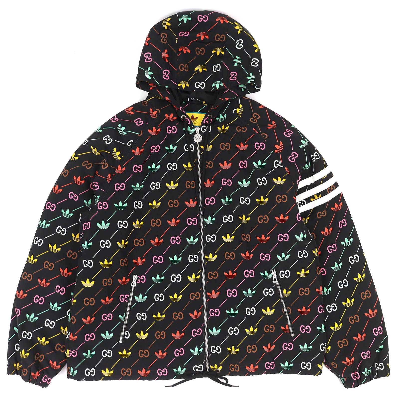 Gucci Adidas Trefoil Stripe Zip Jacket Black Multicolor 50