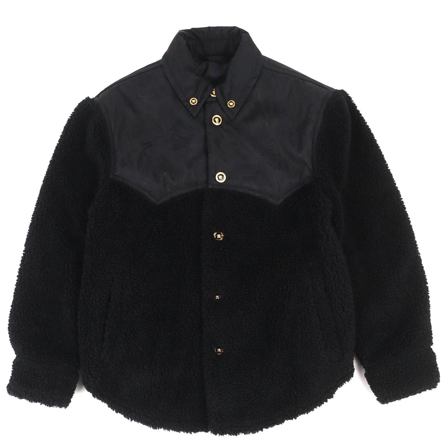 Versace Medusa Button Lining All Logo Pattern Boa Jacket Black 44 Hanger Garment