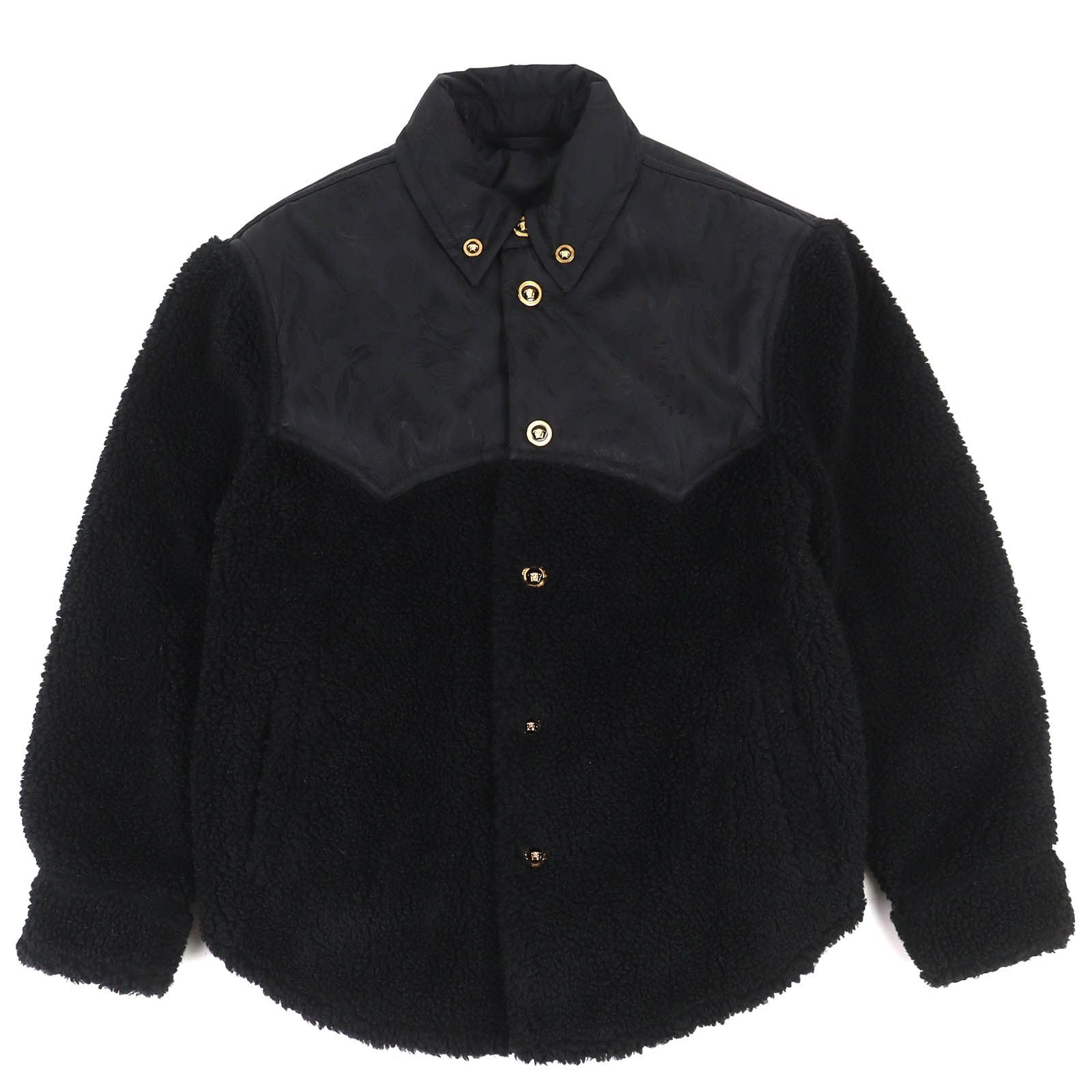 Versace Medusa Button Lining All Logo Pattern Boa Jacket Black 44 Hanger Garment