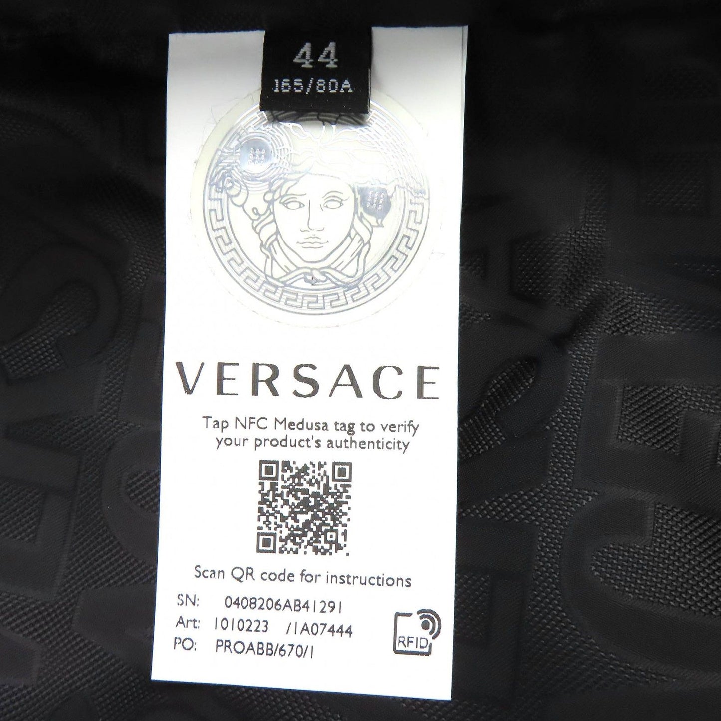 Versace Medusa Button Lining All Logo Pattern Boa Jacket Black 44 Hanger Garment