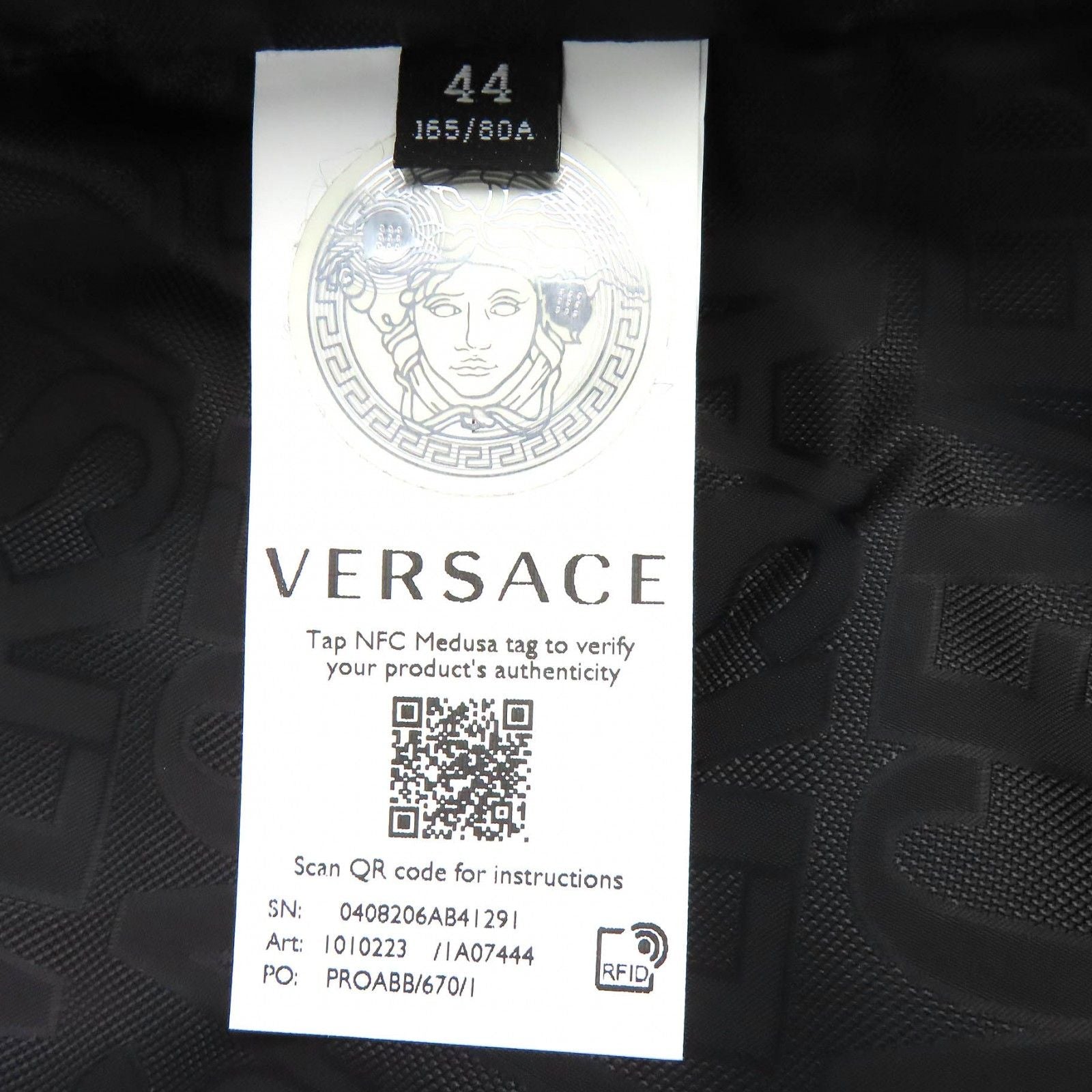 Versace Medusa Button Lining All Logo Pattern Boa Jacket Black 44 Hanger Garment