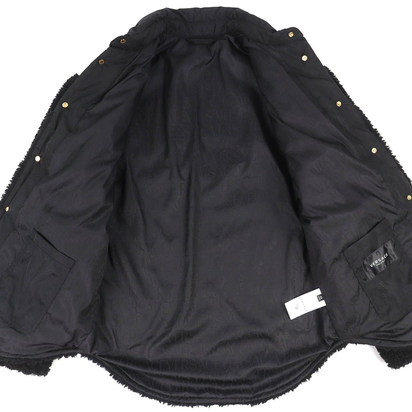 Versace Medusa Button Lining All Logo Pattern Boa Jacket Black 44 Hanger Garment
