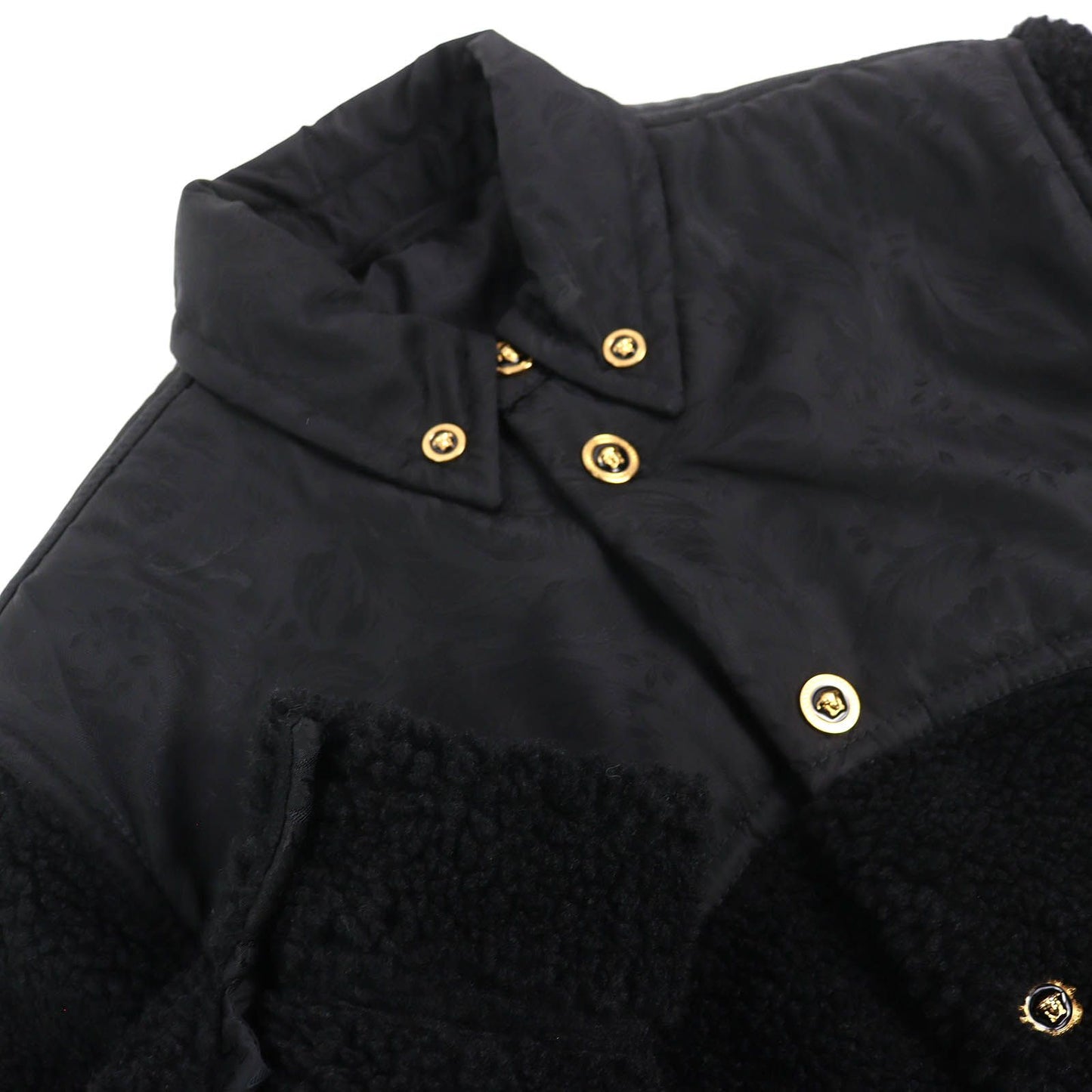 Versace Medusa Button Lining All Logo Pattern Boa Jacket Black 44 Hanger Garment
