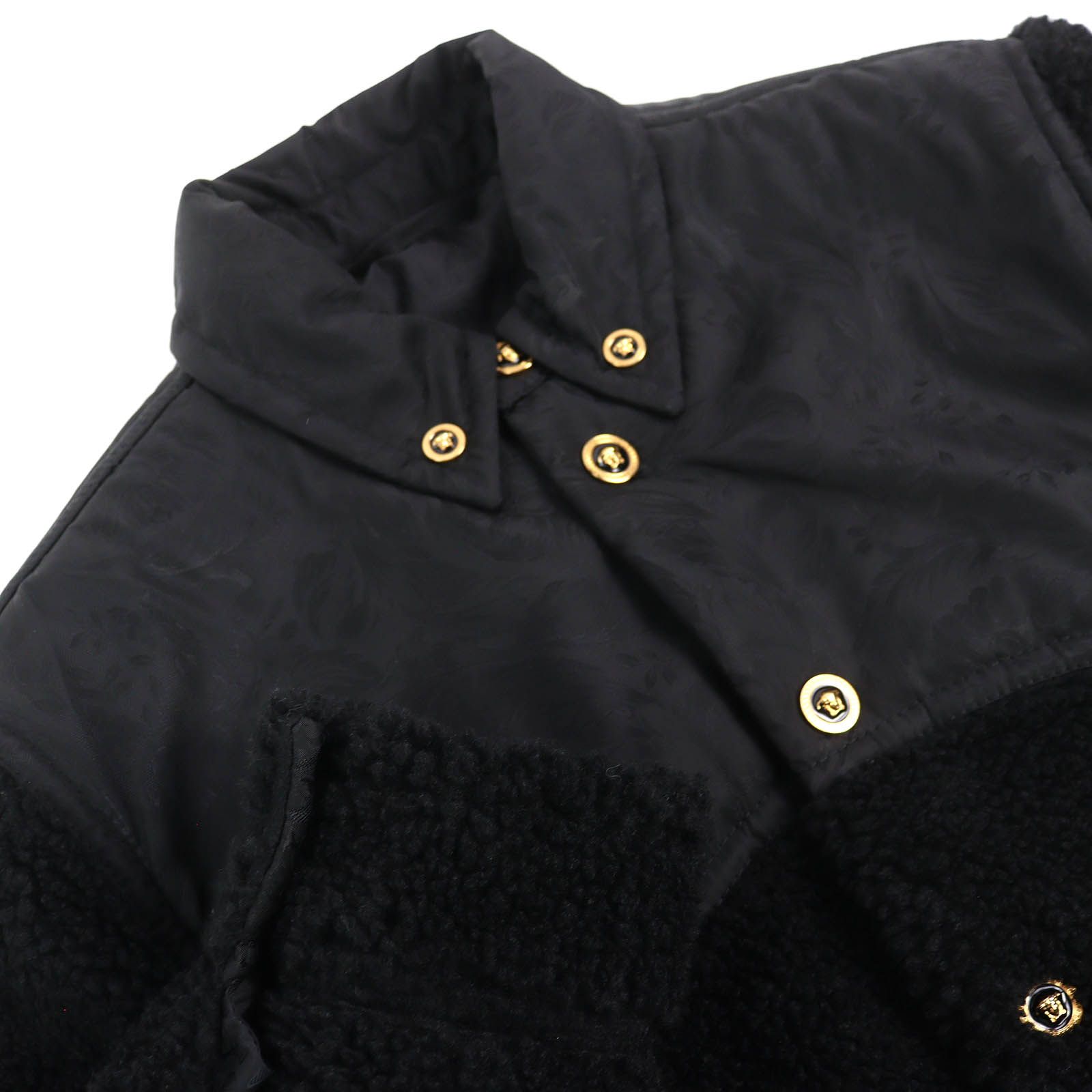 Versace Medusa Button Lining All Logo Pattern Boa Jacket Black 44 Hanger Garment