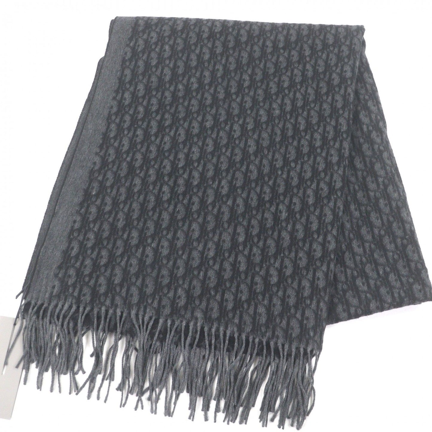 Dior Homme Silk 100% Oblique Logo All Over Pattern Large Shawl Fringe Scarf