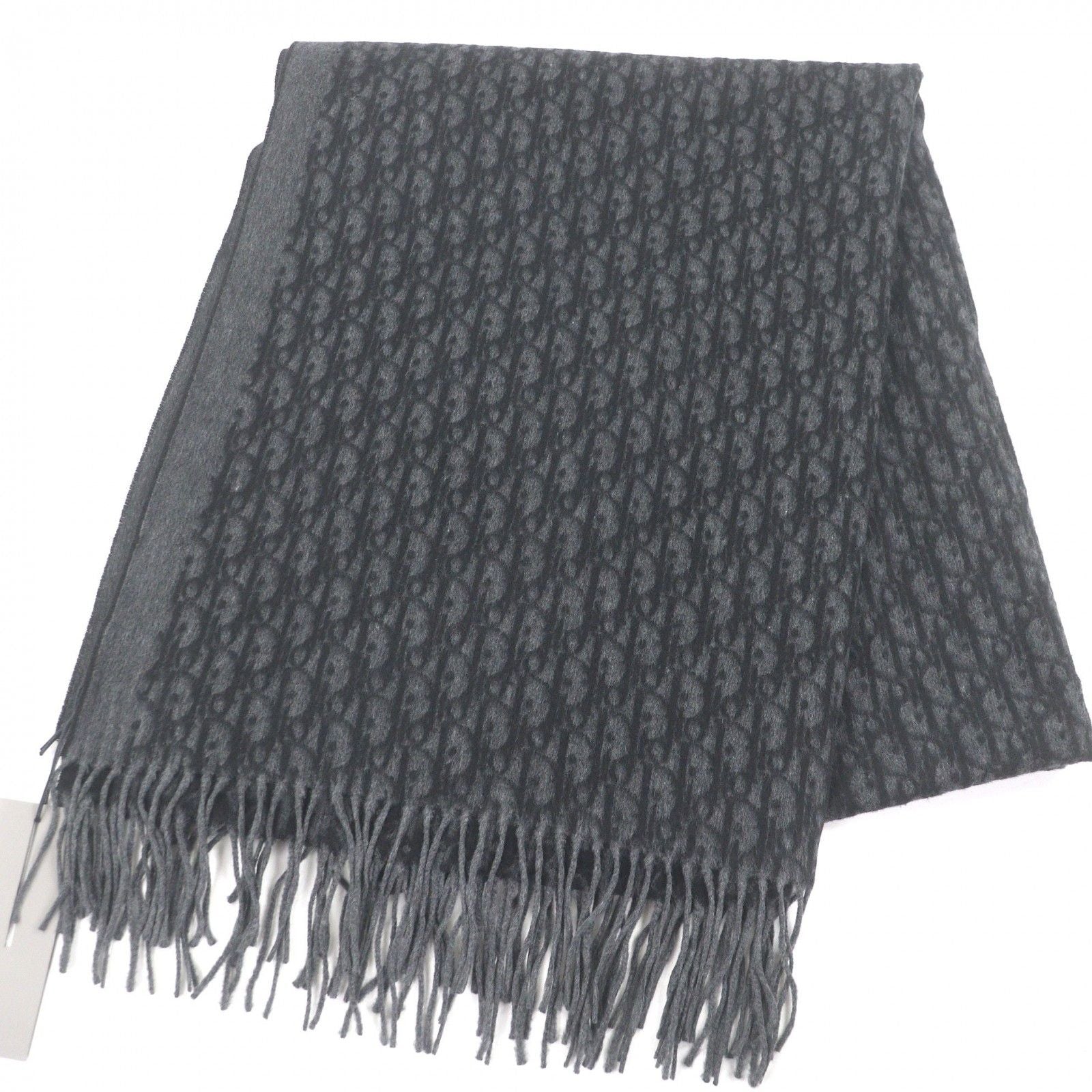 Dior Homme Silk 100% Oblique Logo All Over Pattern Large Shawl Fringe Scarf