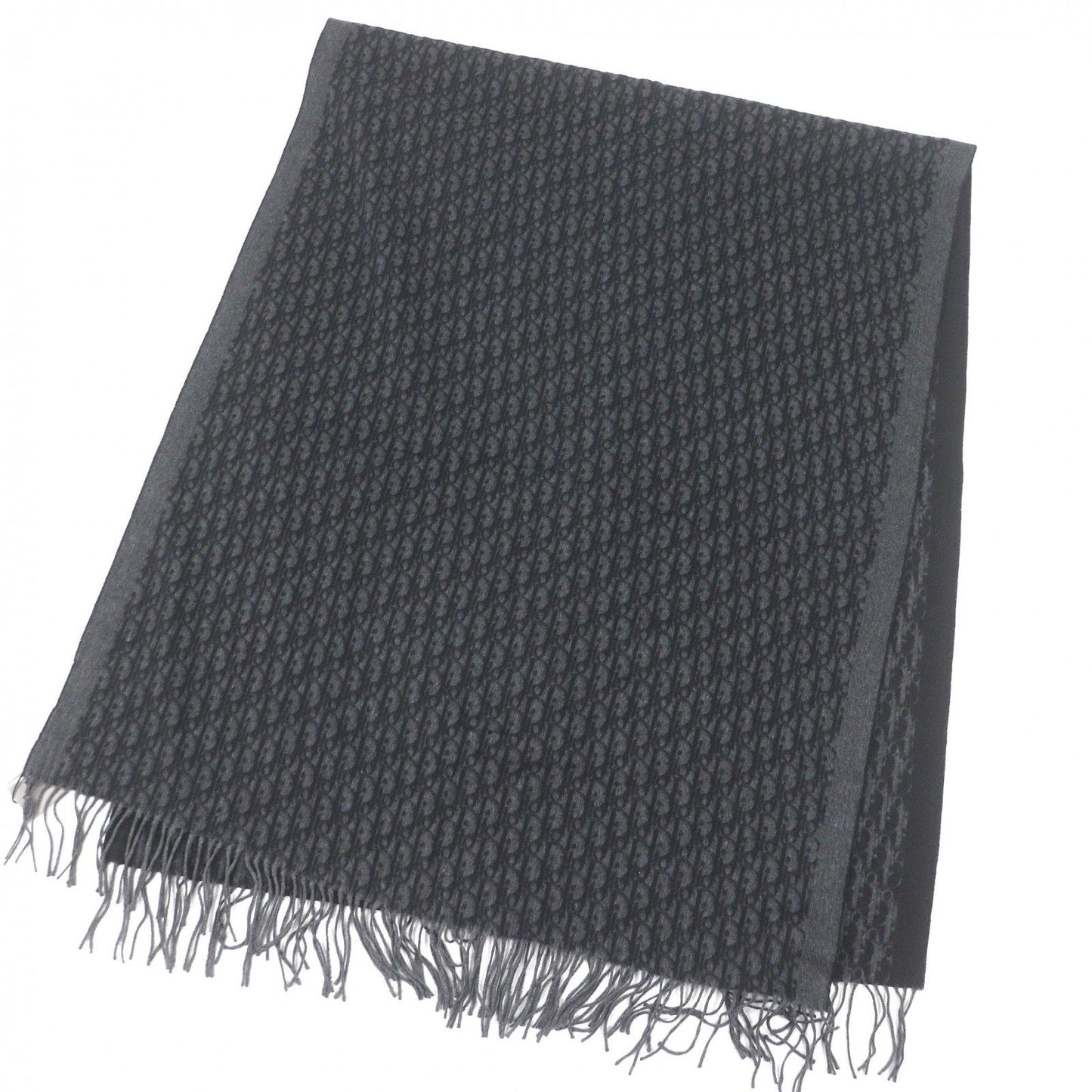 Dior Homme Silk 100% Oblique Logo All Over Pattern Large Shawl Fringe Scarf