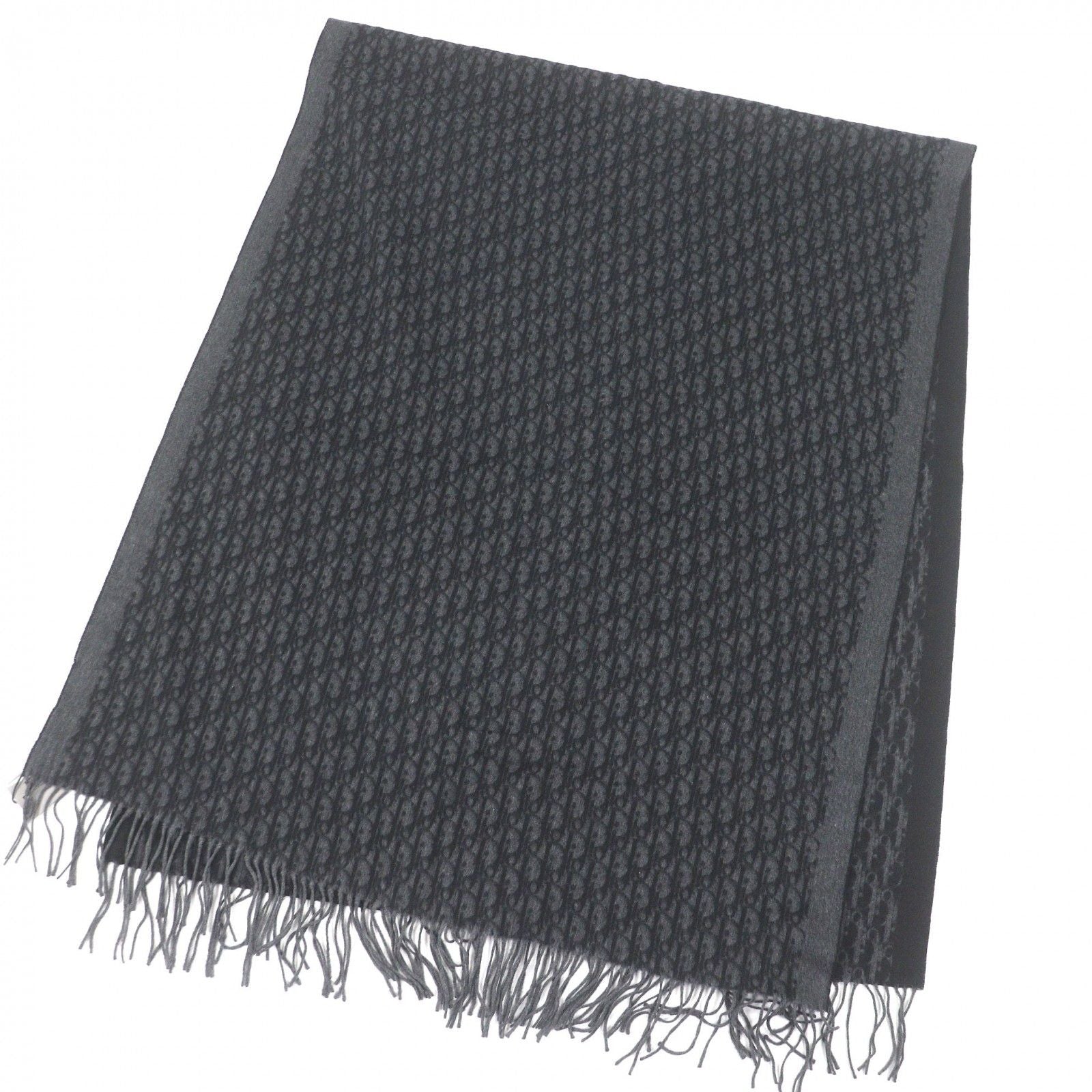 Dior Homme Silk 100% Oblique Logo All Over Pattern Large Shawl Fringe Scarf