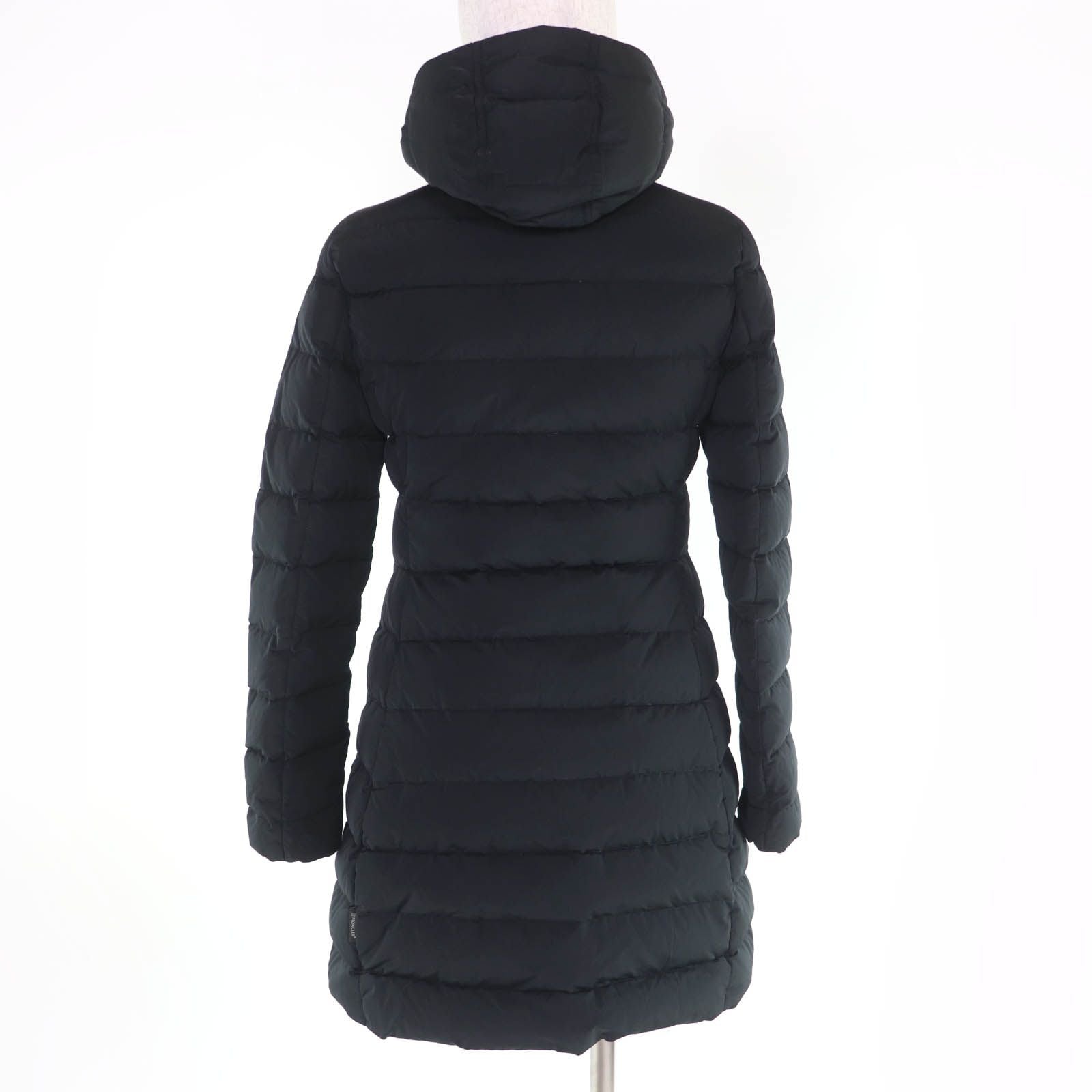 Moncler Garbet Logo Button Hooded Zip Up Jacket Coat Down Black 00