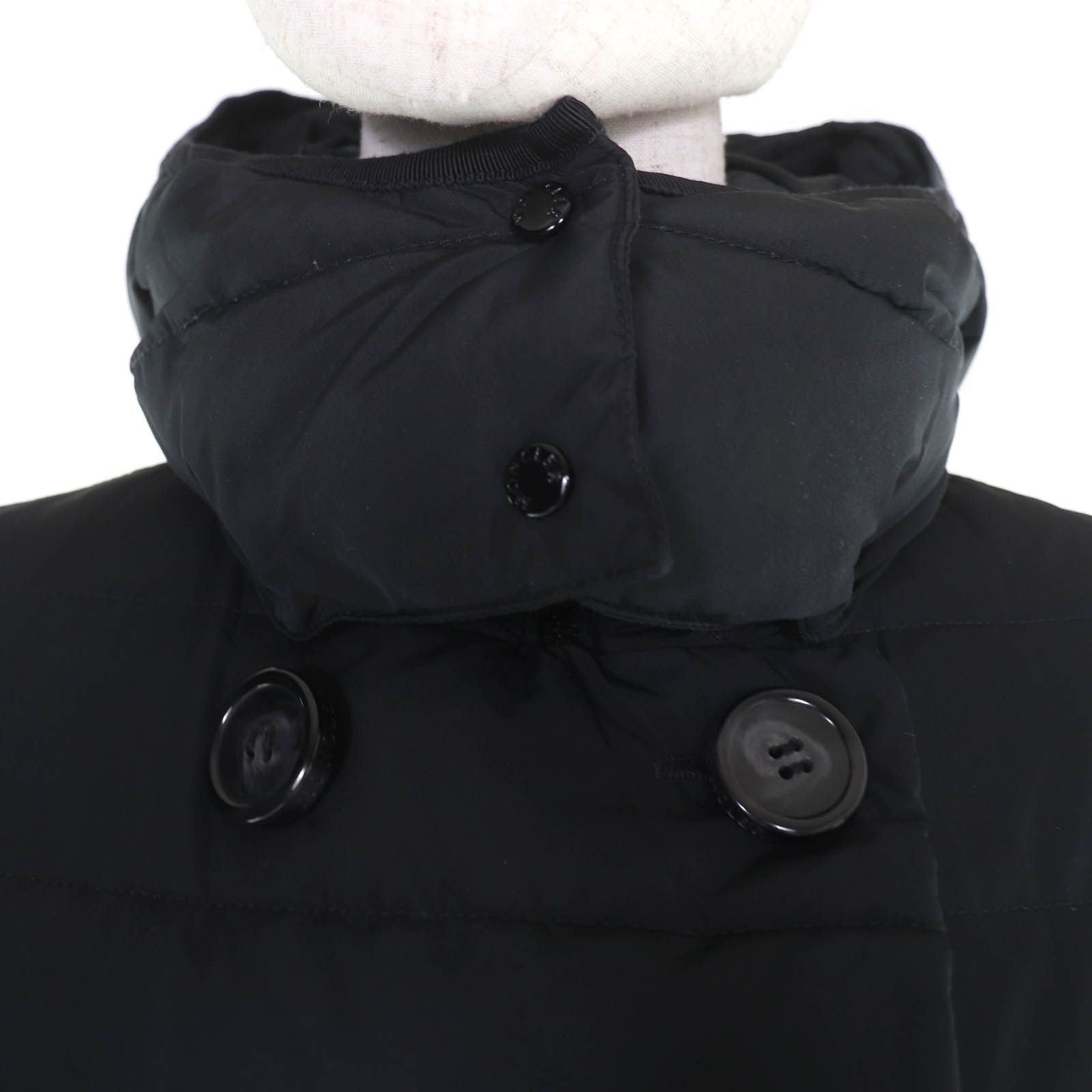 Moncler Garbet Logo Button Hooded Zip Up Jacket Coat Down Black 00