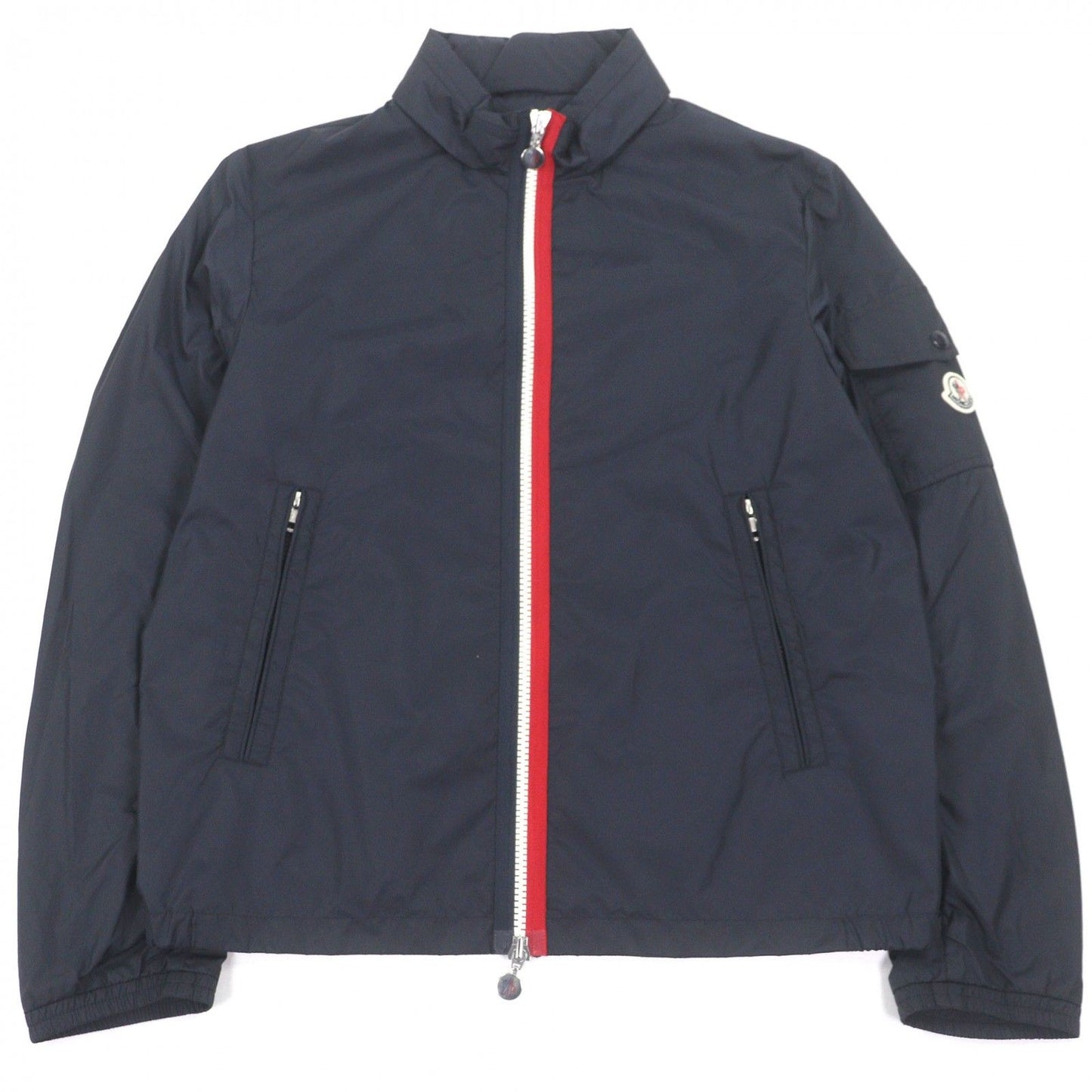 Moncler Keralle Giubbotto Logo Patch Hooded Tricolor Nylon Jacket Navy 4