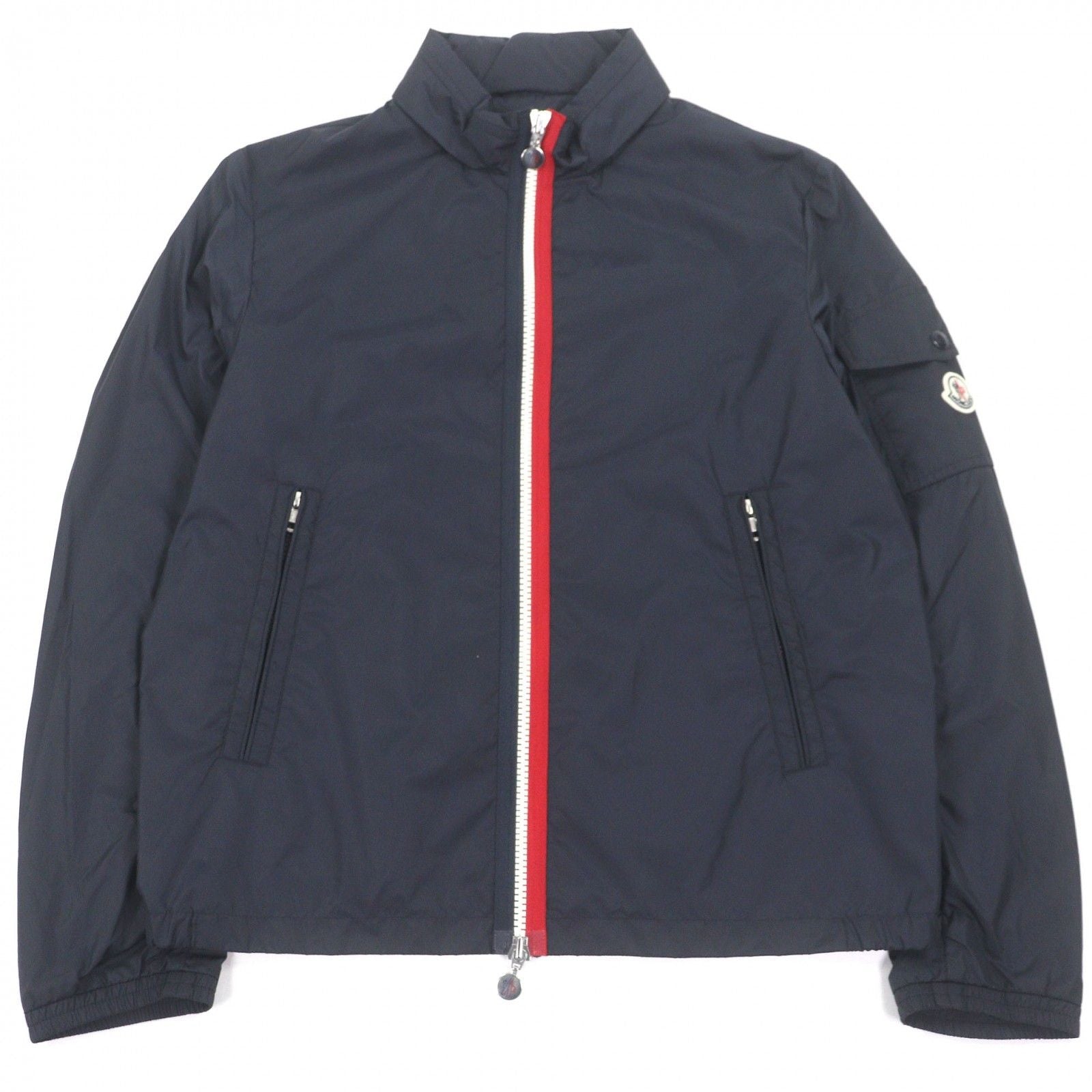 Moncler Keralle Giubbotto Logo Patch Hooded Tricolor Nylon Jacket Navy 4