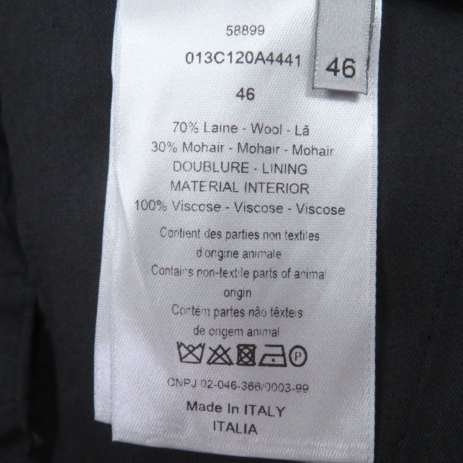 Dior Homme Wool Mohair Pleated Trousers Pants Black 46