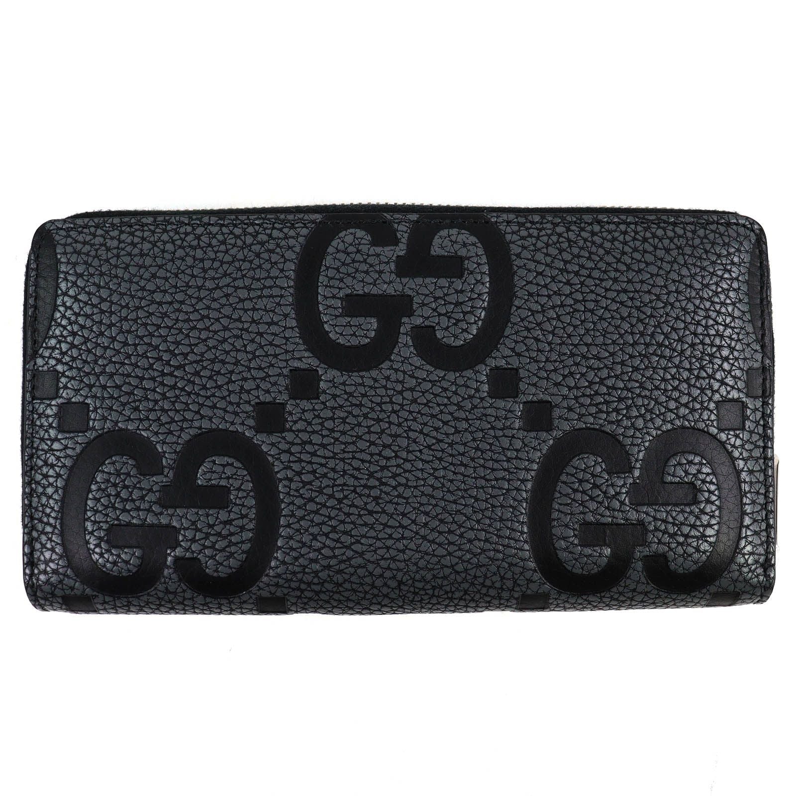 Gucci Maxi GG Zip Around Wallet Leather Gray Black Recommended