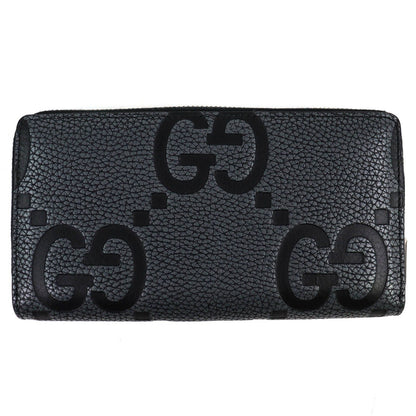 Gucci Maxi GG Zip Around Wallet Leather Gray Black Recommended