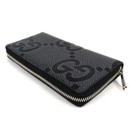 Gucci Maxi GG Zip Around Wallet Leather Gray Black Recommended