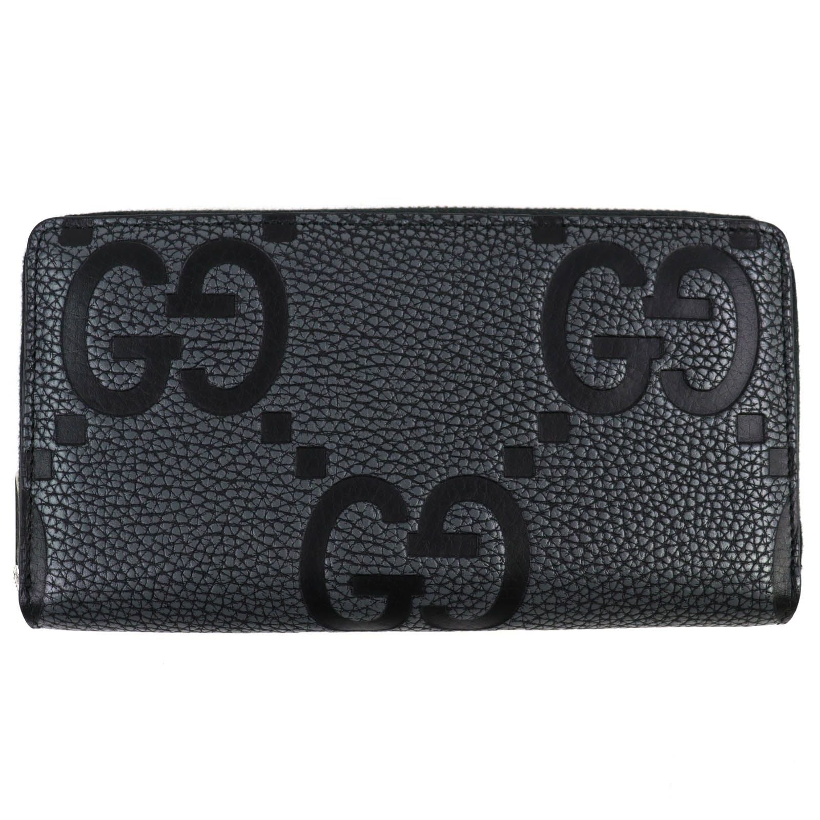Gucci Maxi GG Zip Around Wallet Leather Gray Black Recommended