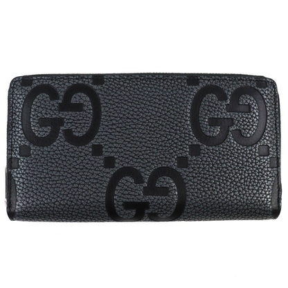 Gucci Maxi GG Zip Around Wallet Leather Gray Black Recommended