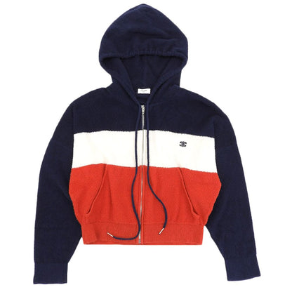 Celine Toonfu Embroidery Pile Zip Up Hoodie Trico Color Top Navy Ivory Red