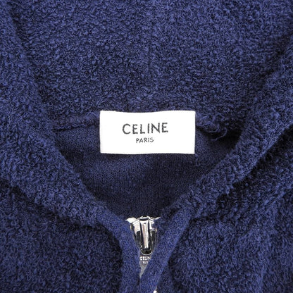Celine Toonfu Embroidery Pile Zip Up Hoodie Trico Color Top Navy Ivory Red — view 3
