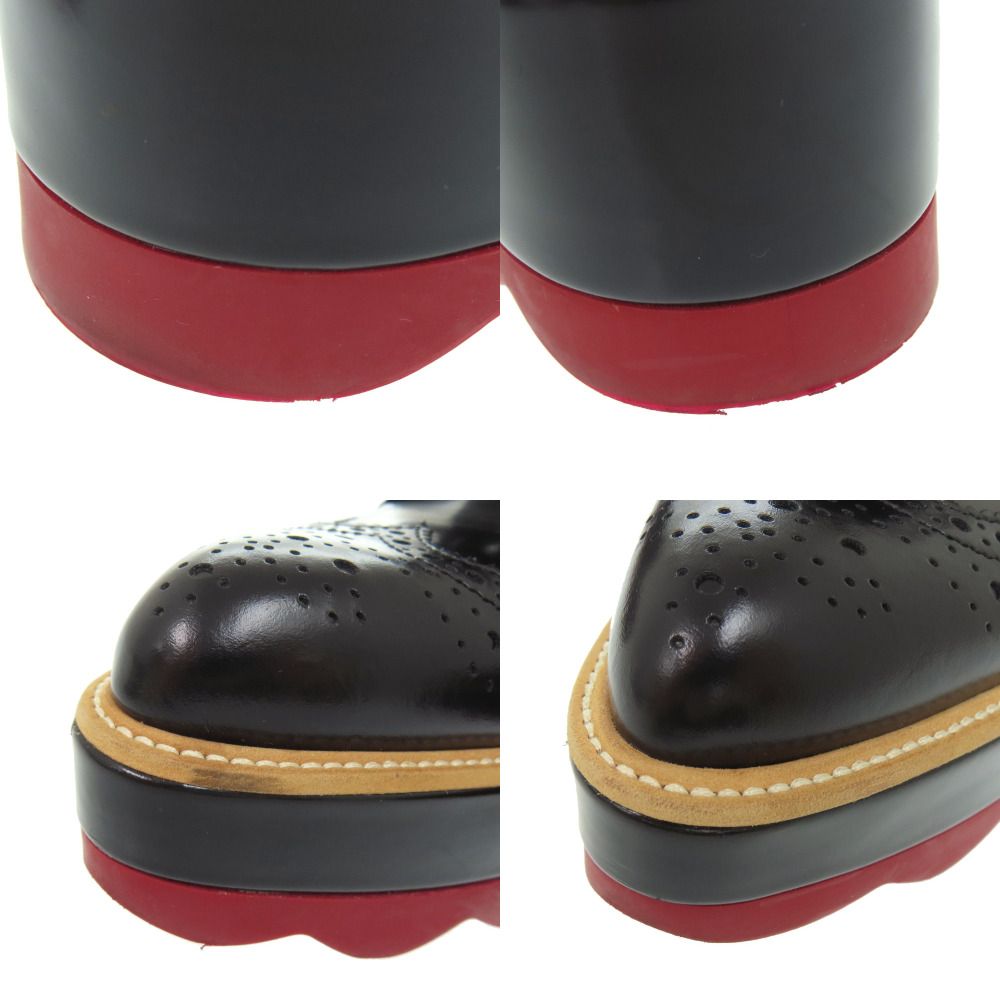Prada Platform Thick Sole Wingtip 36.5 Leather Rubber Black Shoes Loafers