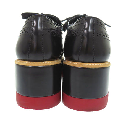 Prada Platform Thick Sole Wingtip 36.5 Leather Rubber Black Shoes Loafers