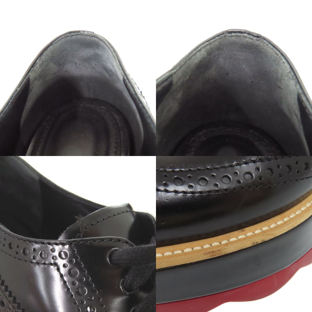 Prada Platform Thick Sole Wingtip 36.5 Leather Rubber Black Shoes Loafers