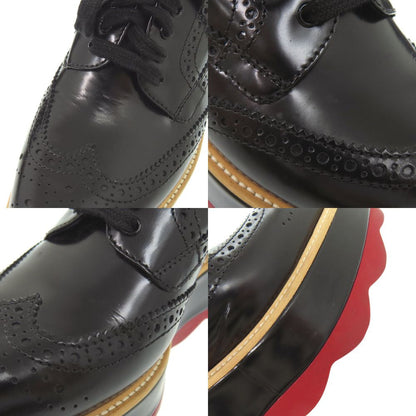 Prada Platform Thick Sole Wingtip 36.5 Leather Rubber Black Shoes Loafers