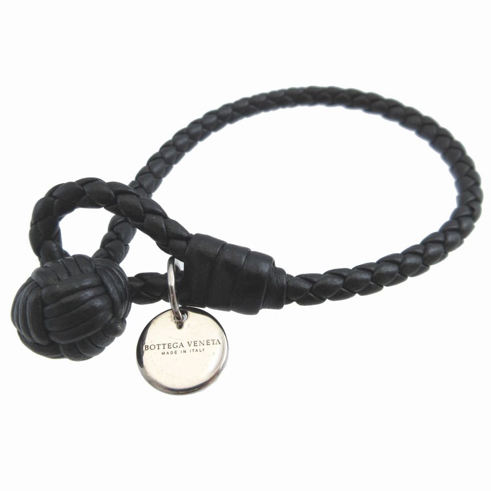 Bottega Veneta Intrecciato Leather Black Bracelet