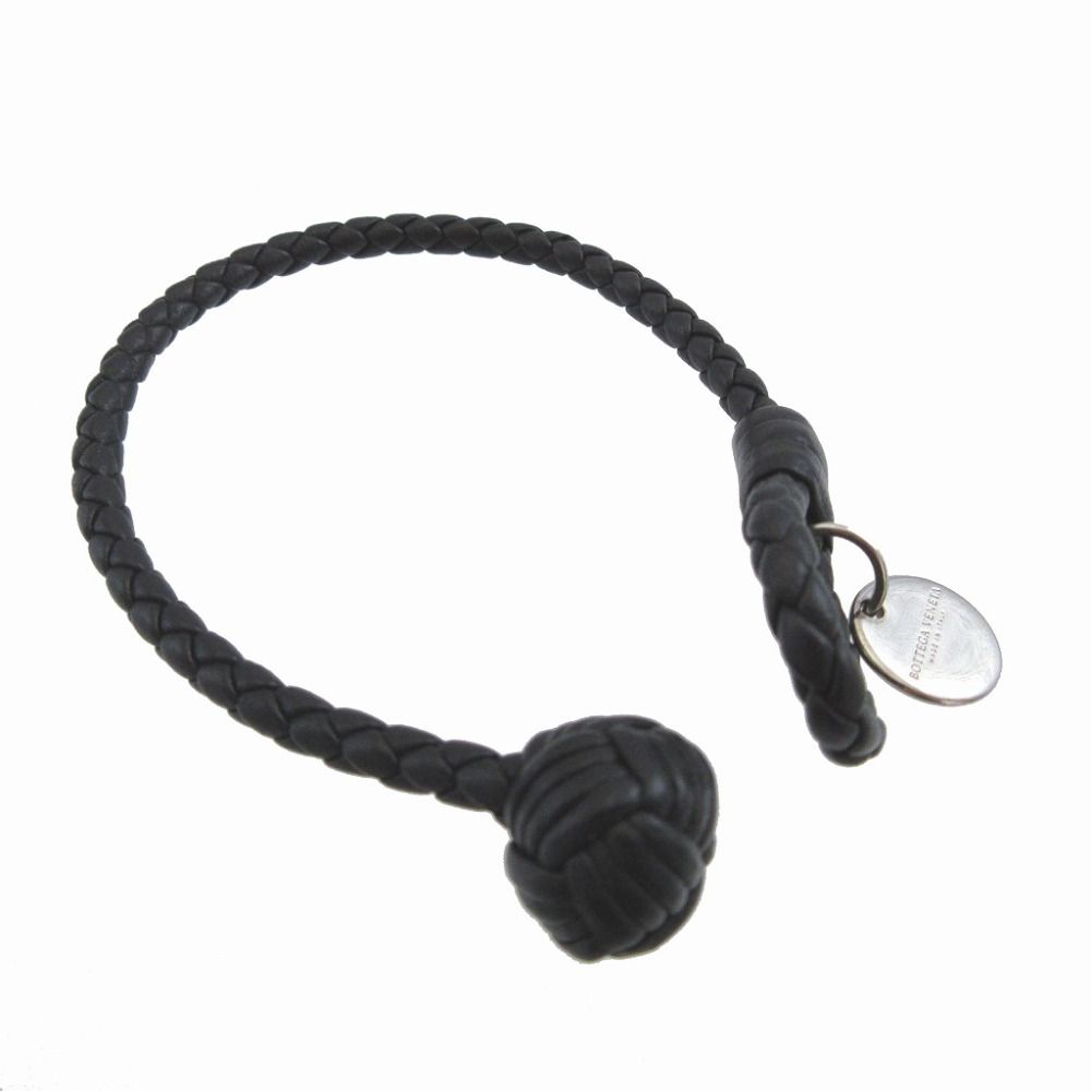 Bottega Veneta Intrecciato Leather Black Bracelet