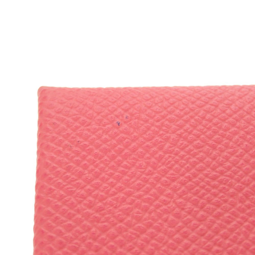 Hermes Calvi Veau Epsom Rose Azalea Silver Card Case Wallet