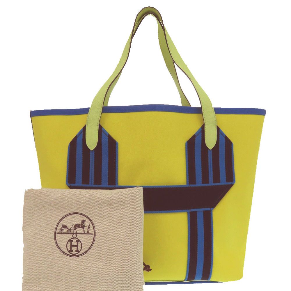 Hermes Pursangle Tote Silver Toile Military Canvas Taurillon Lime Veil