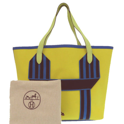 Hermes Pursangle Tote Silver Toile Military Canvas Taurillon Lime Veil