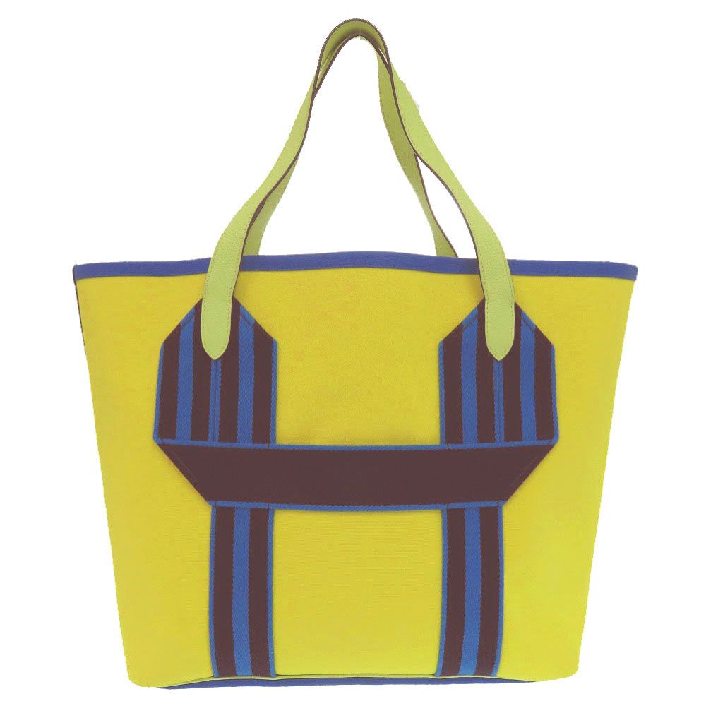 Hermes Pursangle Tote Silver Toile Military Canvas Taurillon Lime Veil