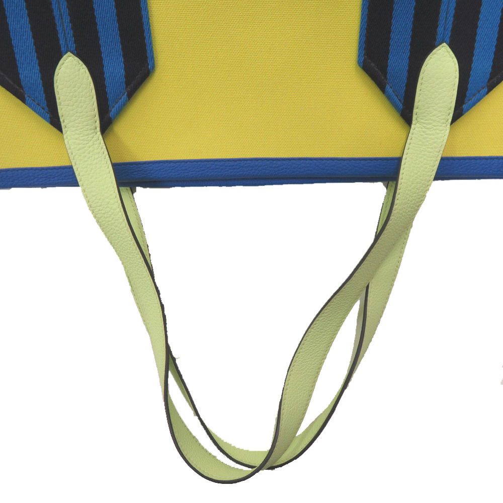 Hermes Pursangle Tote Silver Toile Military Canvas Taurillon Lime Veil