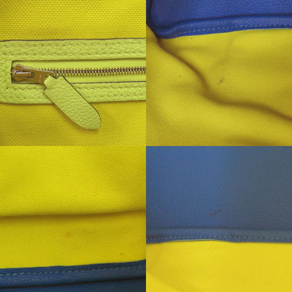 Hermes Pursangle Tote Silver Toile Military Canvas Taurillon Lime Veil