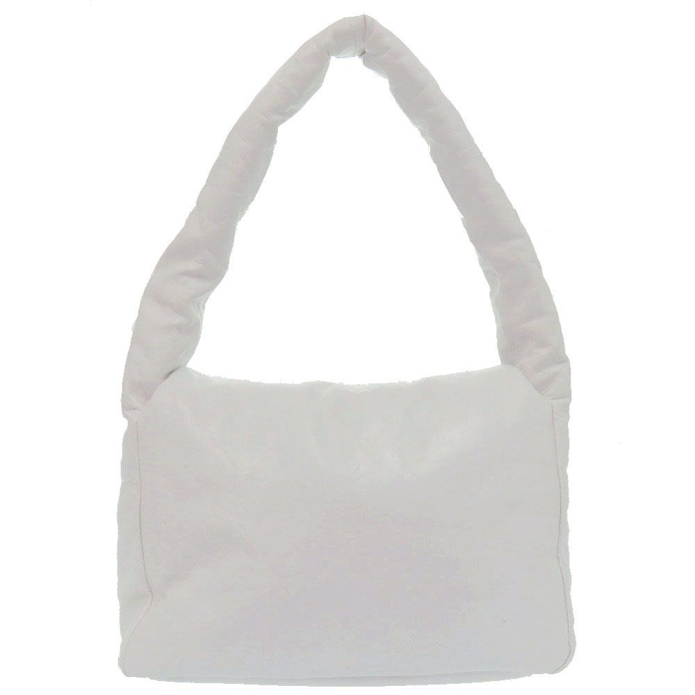 Balenciaga Monaco Sling Bag BB Logo Silver Calfskin Leather White