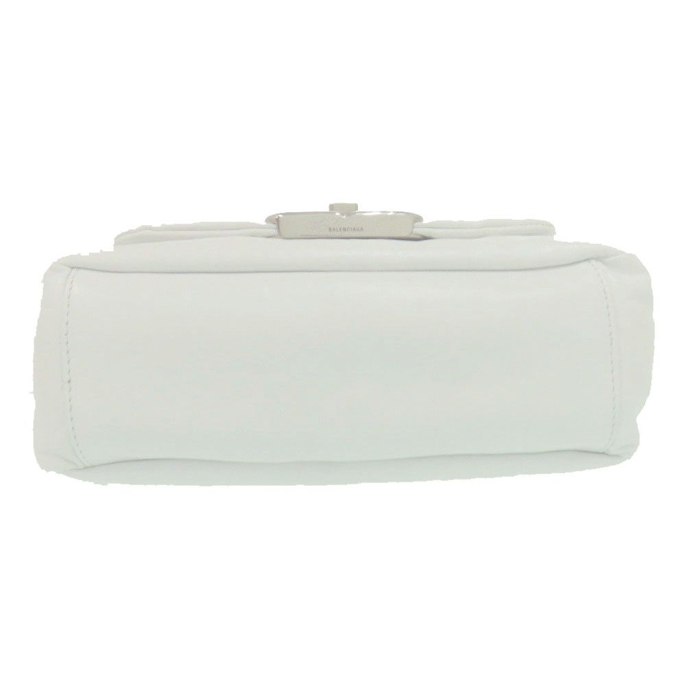 Balenciaga Monaco Sling Bag BB Logo Silver Calfskin Leather White